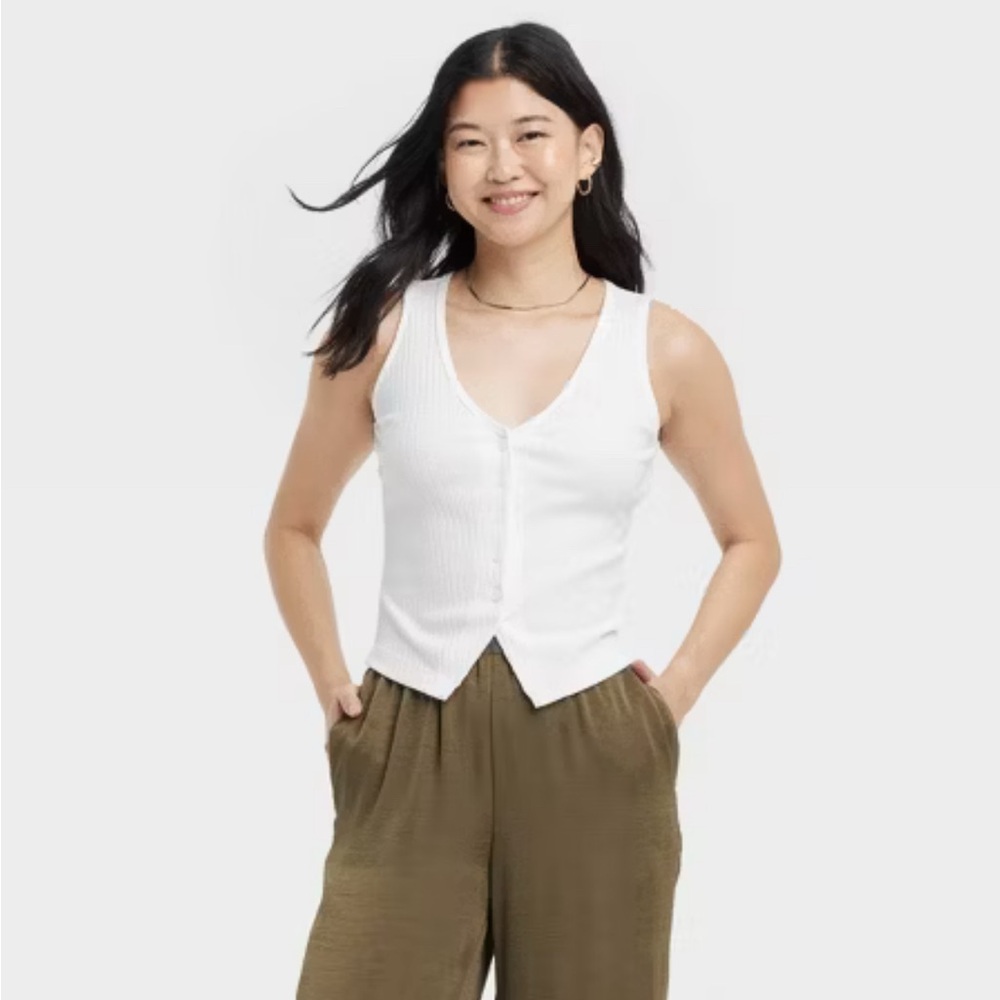 Ribbed Button-Down Vest - A New Day